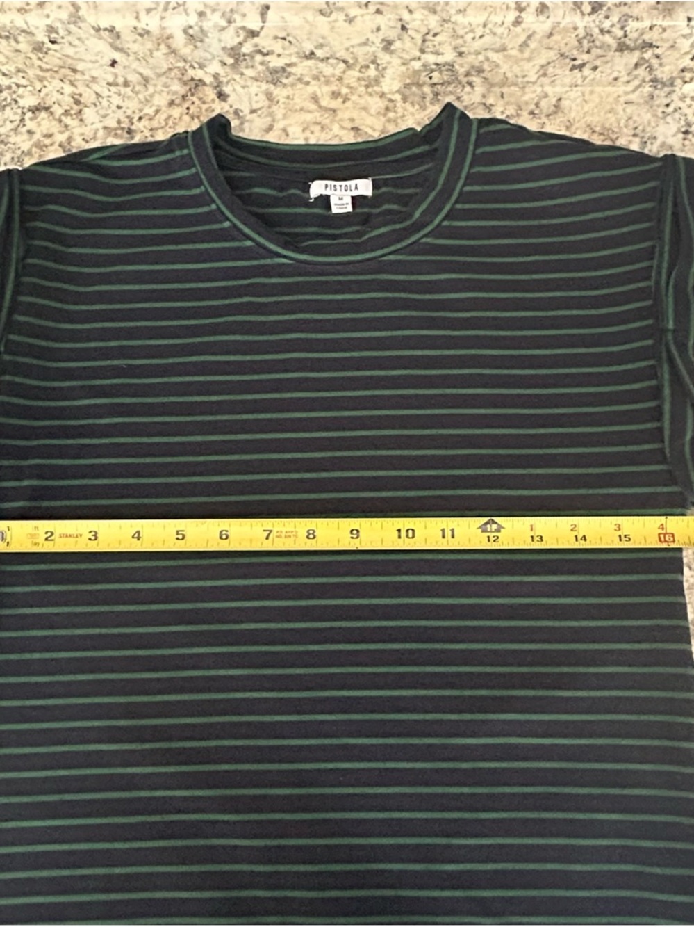 Pistola Olivia Twisted Sleeve Marina Striped Navy Green Muscle Tee Shirt Size M - Picture 9 of 10